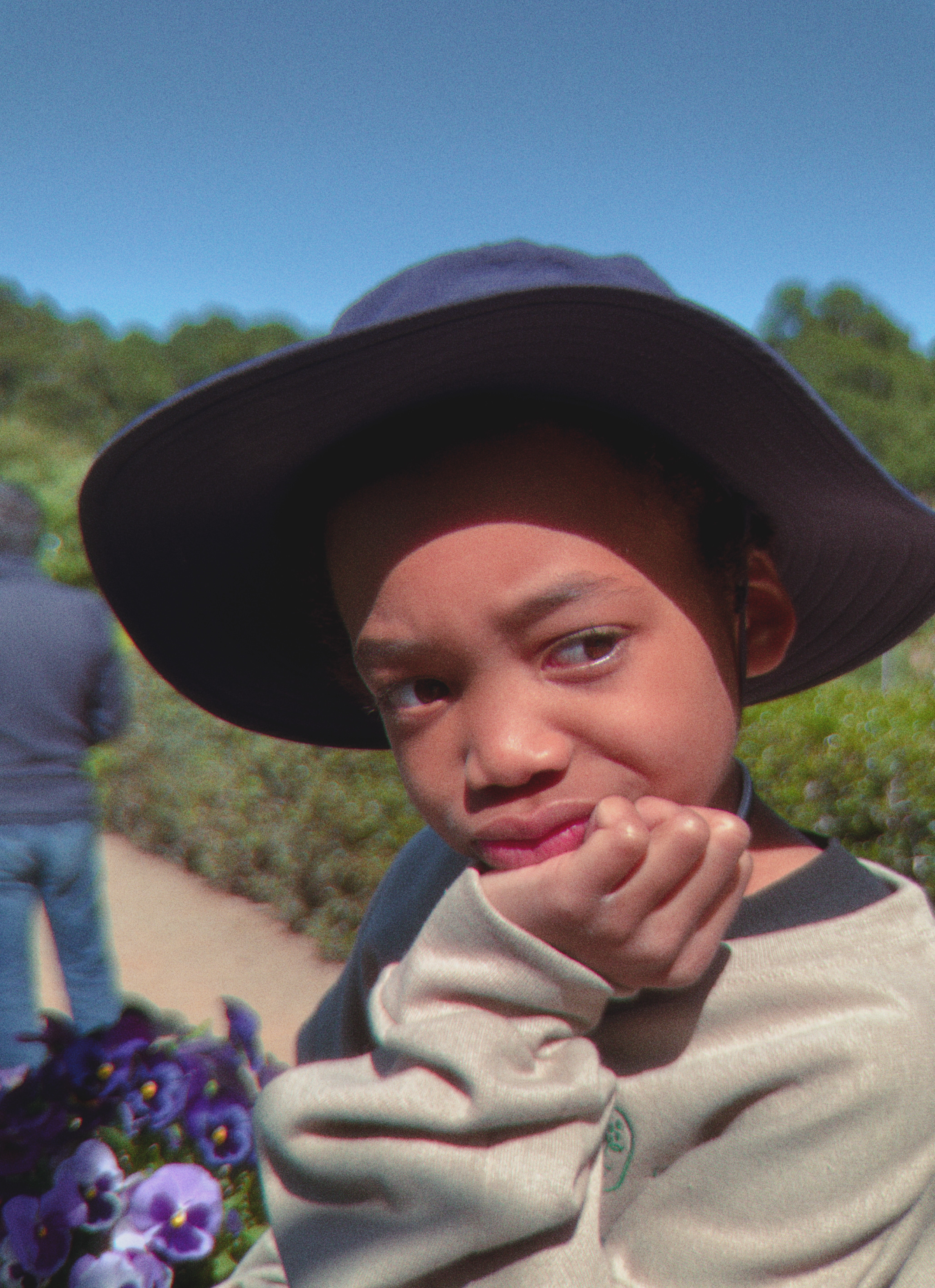 son looking pensive at filoli